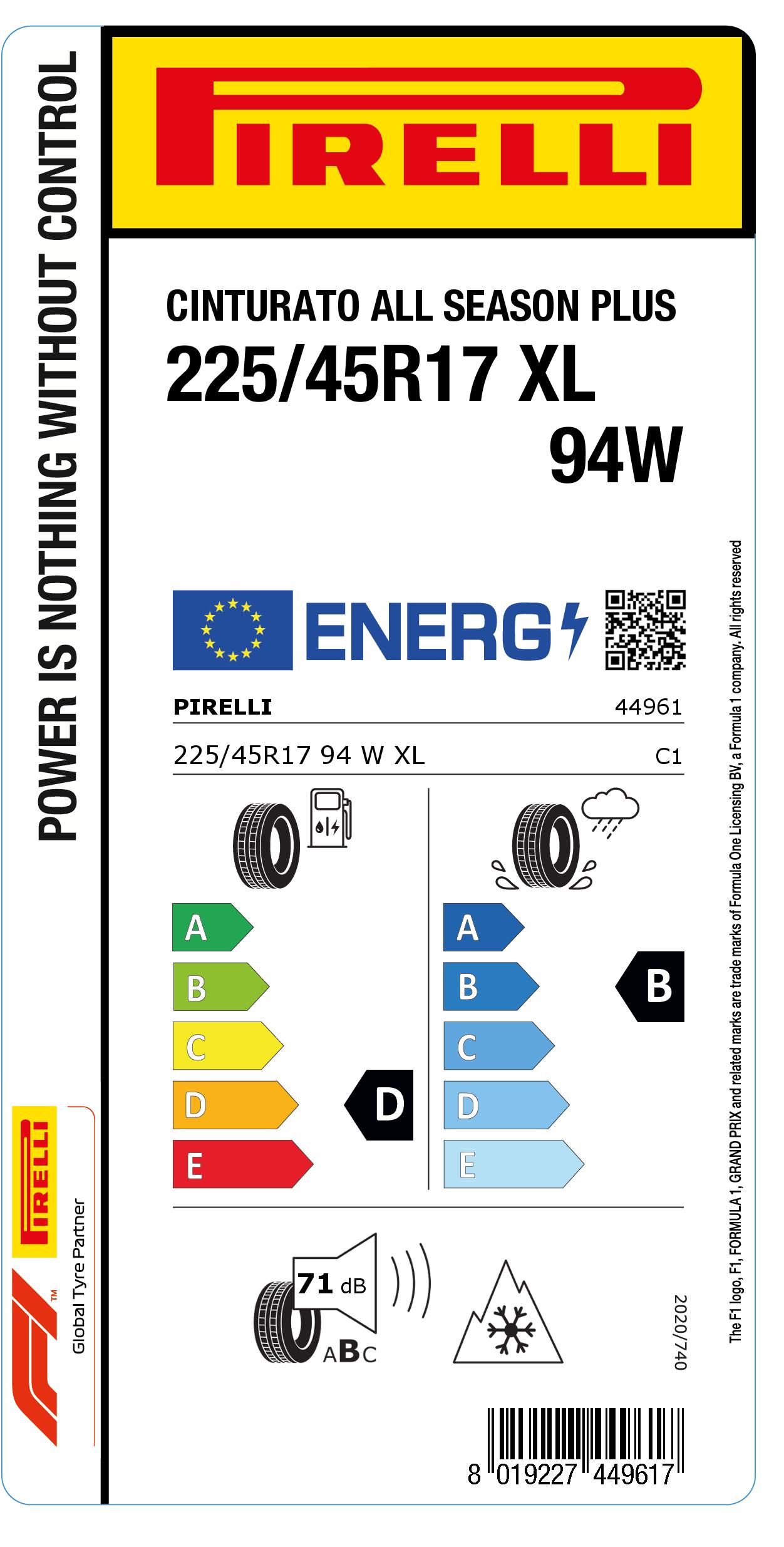 PİRELLİ 225/45R17 94W XL CINTURATO ALL SEASON PLUS - Görsel 4